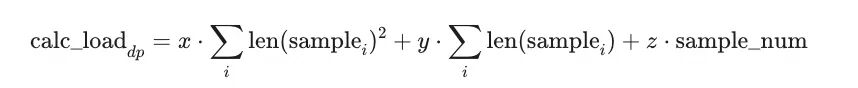 Compute-load modeling formula for a DP node